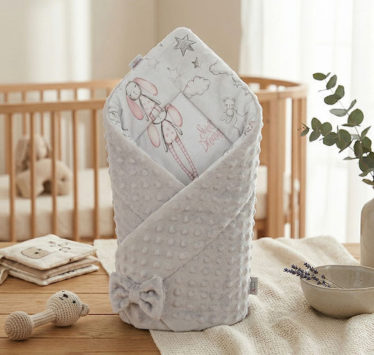 Qmini Pătură Pepinieră Swaddling 100% Bumbac Gri Rabbit Night 80x80 cm