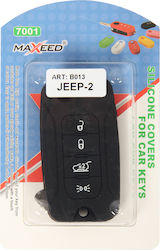 Silicone Car Key Cover Case with 4 Buttons for Jeep Black