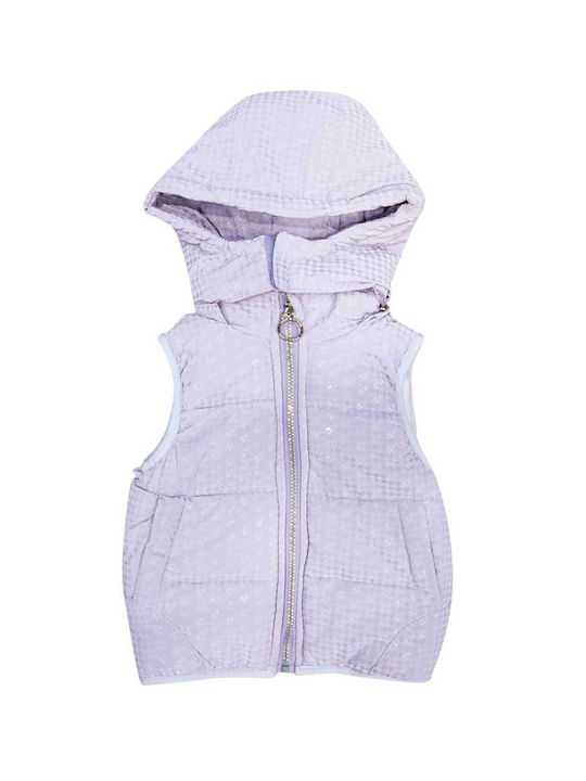 Serafino Kids Casual Jacket Sleeveless with Lining & Hood Lila