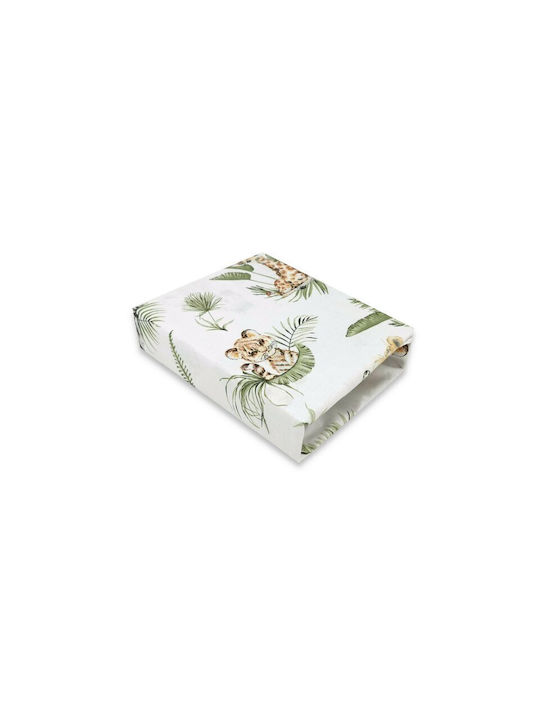 Qmini Cearșaf pentru bebeluși Pentru Patut Bumbac cu Cauciuc Verde 60x120buc