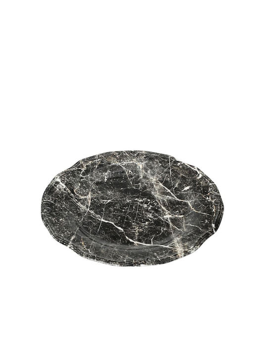 Espiel Marble Servierplatte Oval aus Porzellan Schwarz 33x33cm 2Stück
