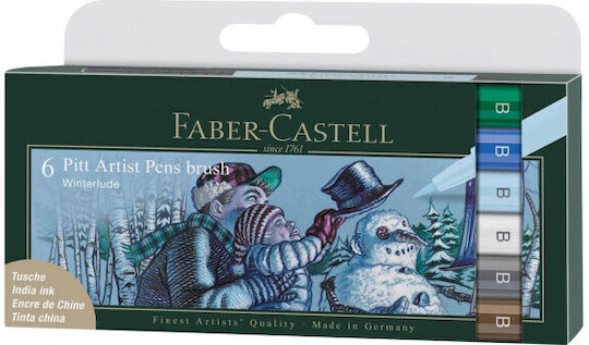 Faber-Castell Brush Drawing Markers Thin Set 6pcs