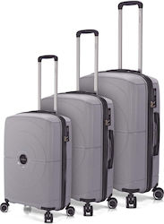 Benzi Set de valize de călătorie Gri cu 4 roți Set de 3buc