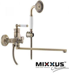 Mixxus Αναμεικτική Μπαταρία Μπανιέρας Πλήρες Σετ Μπρονζέ