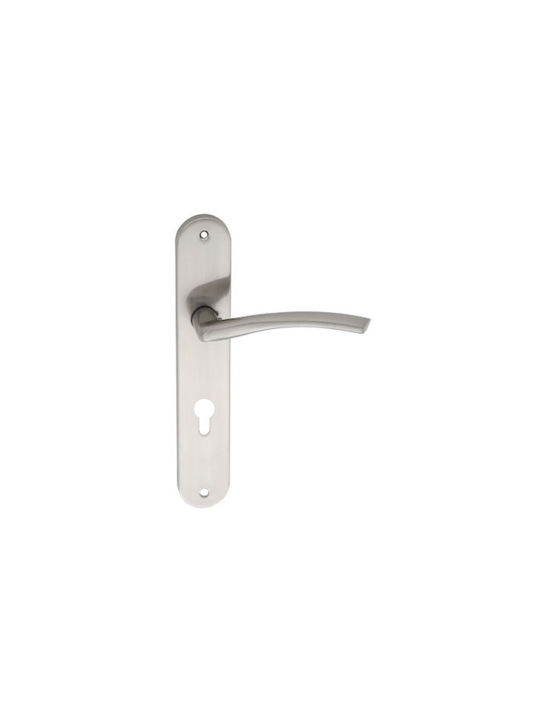 Import Hellas Lever Front Door with Plate Right Z-021 Nickel Matt