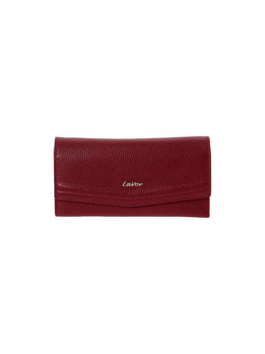 Lavor Large Leather Women's Wallet Coins with RFID Red