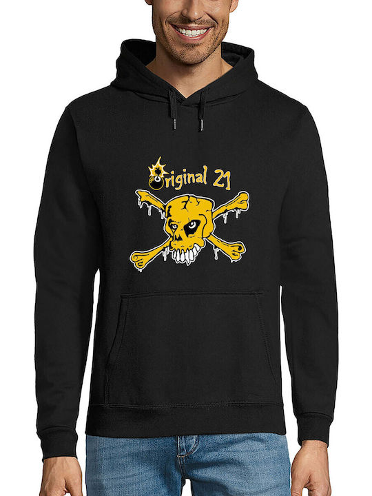 Αεκ Original 21 Scull Φούτερ με Κουκούλα Μαύρο