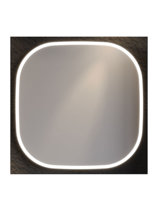 Καθρέπτης Μπάνιου Led από MDF 80x80cm Γκρι
