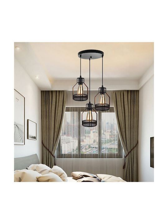 Powertech Pendant Light Black with Socket E27 14x19.5cm