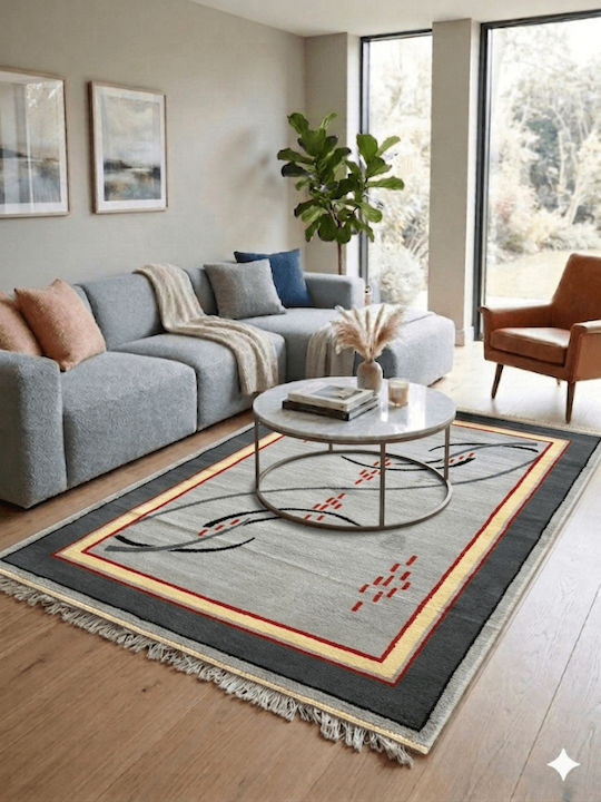 Louvro με Κρόσια 110x170cm Γκρι