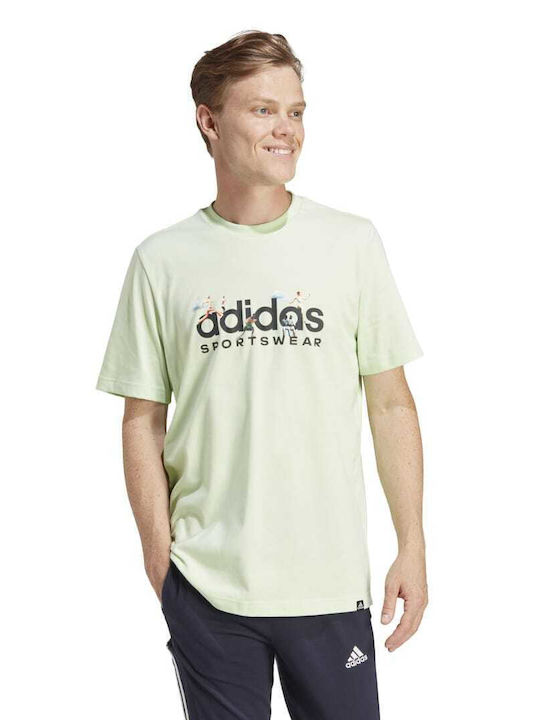 Adidas Ανδρική Αθλητική Μπλούζα Κοντομάνικη Πράσινη
