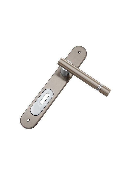 Convex Lever Front Door with Plate Right (Center Distance 85mm) Mat Nickel-chrome