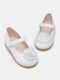 Kids Anatomic Patent Leather Ballerinas with Hoop & Loop Closure White
