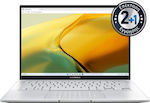Asus ZenBook 14 OLED UX3402VA-KN158W 14" (i5-13500H/16GB/512GB SSD/W11 Acasă) Foggy Silver (Tastatură GR)