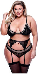 Baci Lingerie Lace Sexy Set of Lingerie Plus Size Black 3pcs Baci Lingerie Lace Sexy Set of Lingerie Plus Size Black 3pcs