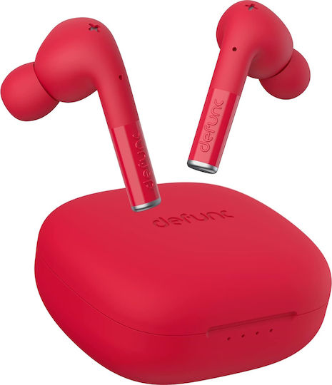 Defunc True Entertainment In-ear Bluetooth Handsfree Ακουστικά με Θήκη Φόρτισης Κόκκινα