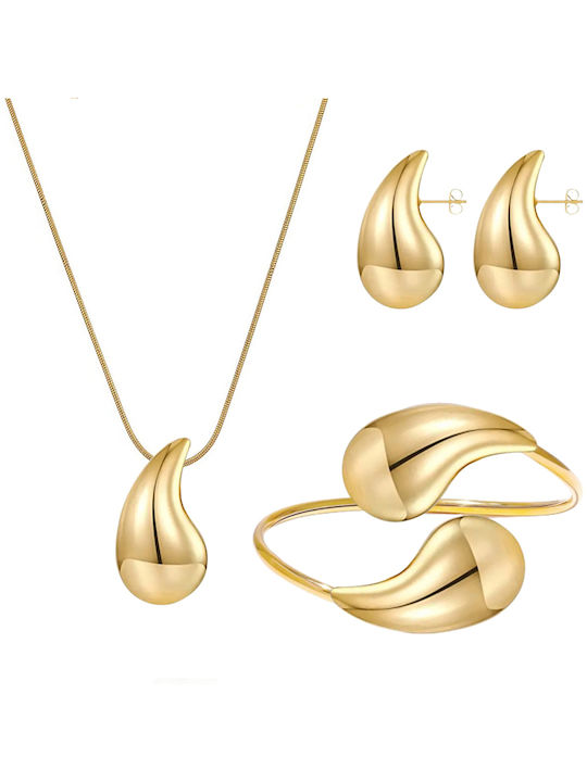 Bode Gold Plated Steel Set Necklace , Earrings & Bracelet