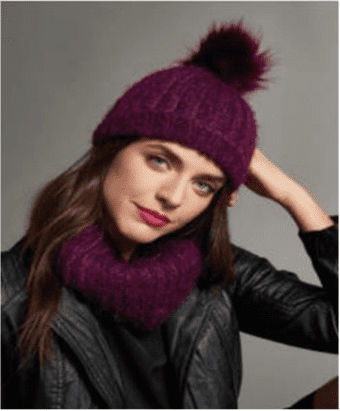 Pom Pom Beanie Frauen Beanie Gestrickt in Lila Farbe