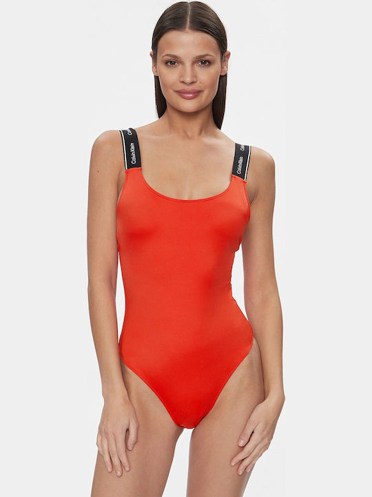One-Piece Swimsuit with Open Back Red
