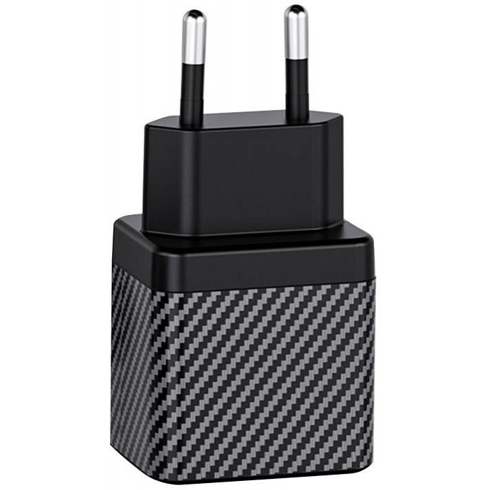 Wall charger INVZI GaN 2x USB-C, 45W, EU (black)