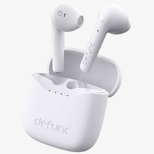 Defunc True Lite Earbud Bluetooth Handsfree Ακουστικά με Αντοχή στον Ιδρώτα και Θήκη Φόρτισης Λευκά