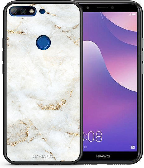 Smartfits Marble Umschlag Rückseite Weiß (Huawei Y7 2018/Y7 Prime 2018)