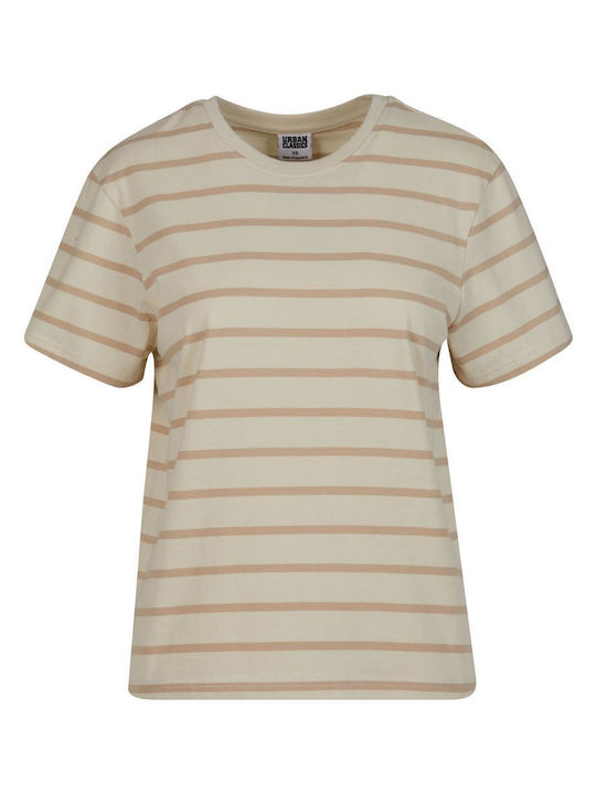 Urban Classics Damen T-shirt Gestreift Beige