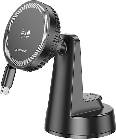 Borofone Holder Car Mobile Mount with Magnet and Wireless Charging Black