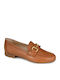 Leather Women's Loafers in Tabac Brown Color