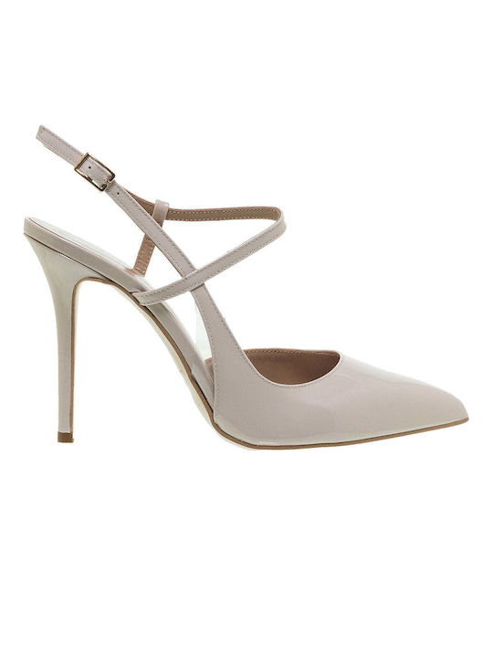 Mourtzi Patent Leather Beige High Heels