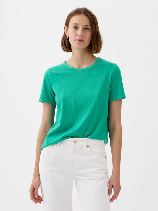 GAP Γυναικεία Καλοκαιρινή Μπλούζα Βαμβακερή Κοντομάνικη Πράσινη