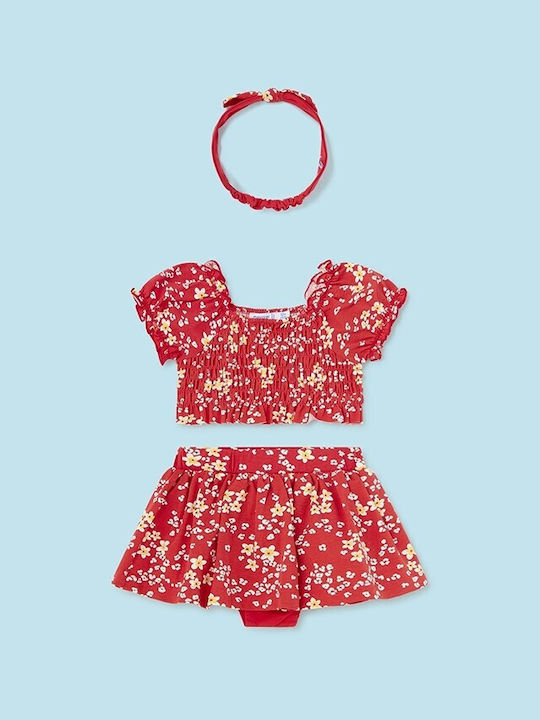 Mayoral Kids Set with Skirt Summer 3pcs Red
