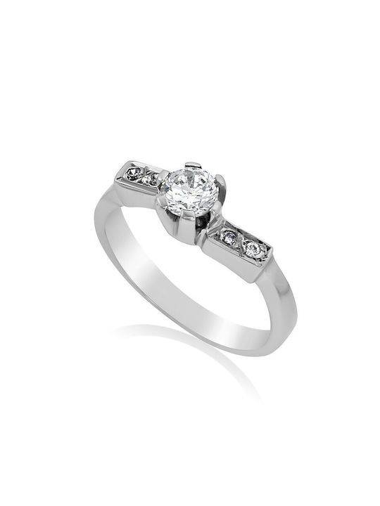 Antwnakakis Single Stone from White Gold 14K