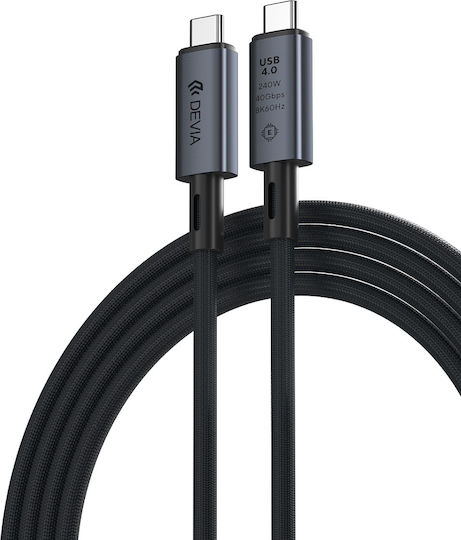Devia Braided USB 4 Video Cable USB-C Male - USB-C 240W PD Black 1m EC641
