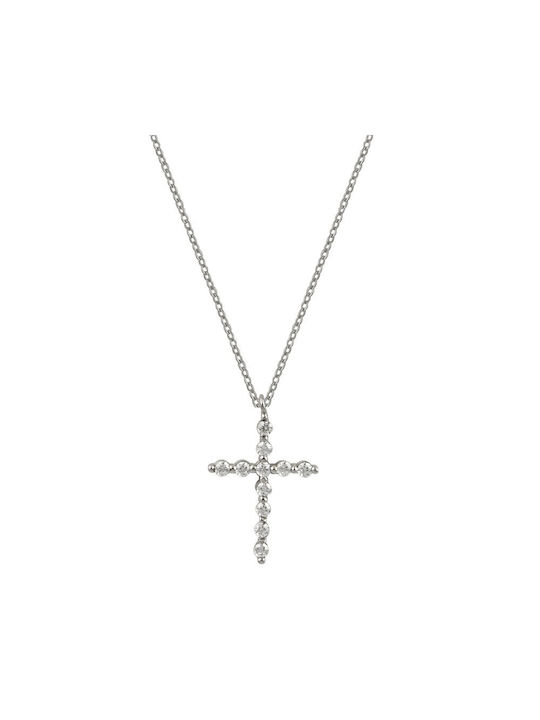 Weißgold Kreuz 14K mit Kette