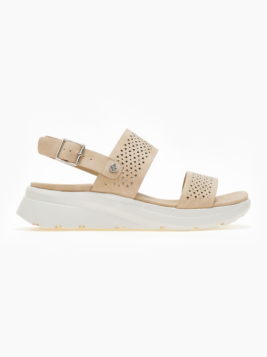 Xti Synthetic Leather Sporty Women's Sandals Beige