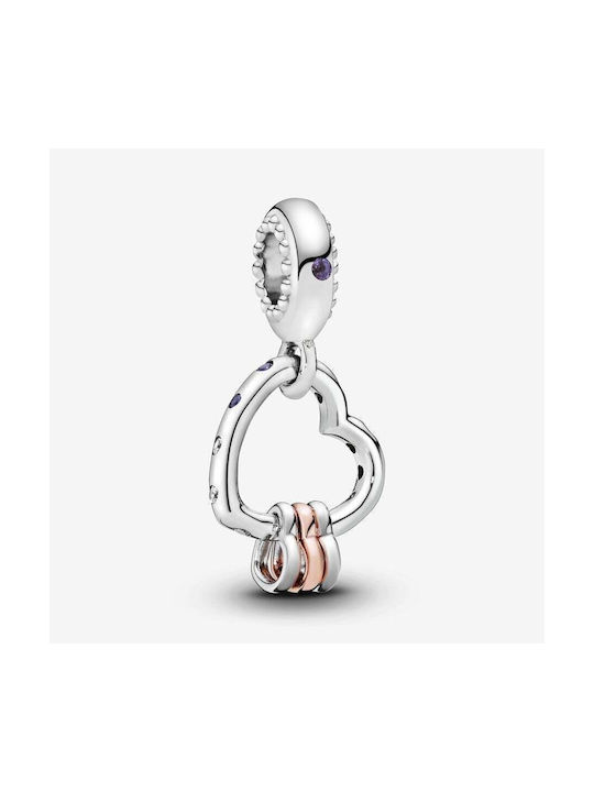 Pandora Charm with design Heart from Silver with Zircon