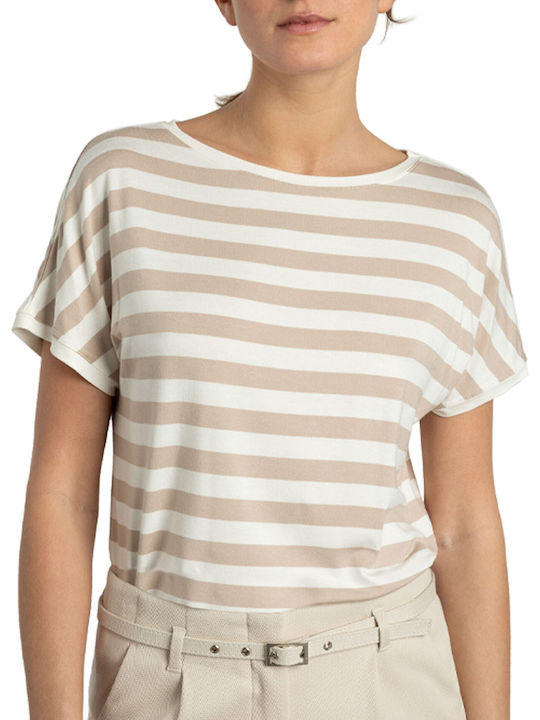 MORE & MORE Women's T-shirt Striped Beige