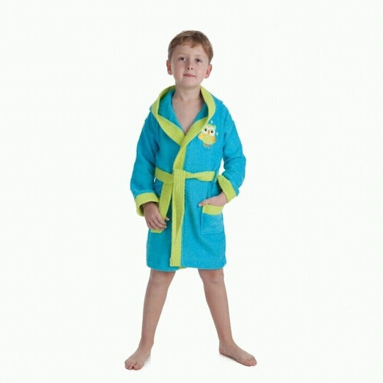 Interbaby Παιδικό Μπουρνούζι Τιρκουάζ με Κουκούλα