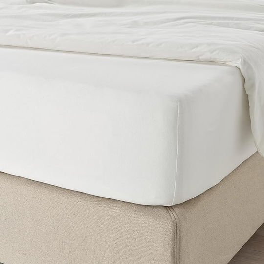 Astron Italy Percale Hotel Fitted Sheet White Single 100x235cm Cotton & Polyester