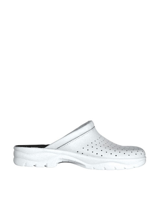 Goldenfit Leather Anatomic Clogs White