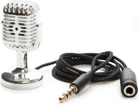 Kikkerland Μικρόφωνο Karaoke Ενσύρματo Mini Vintage Ασημί