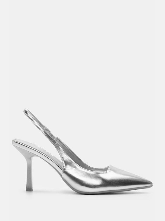 Luigi Pointed Toe Silver Heels