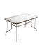 Adam Outdoor Dinner Free Standing Table with Glass Surface and Metal Frame Champagne 120x70x71cm