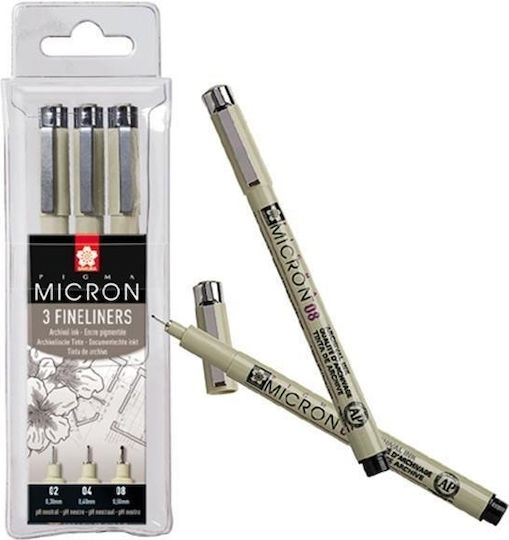 Royal Talens Pigma Micron Μαρκαδόροι Σχεδίου Black Σετ 3τμχ