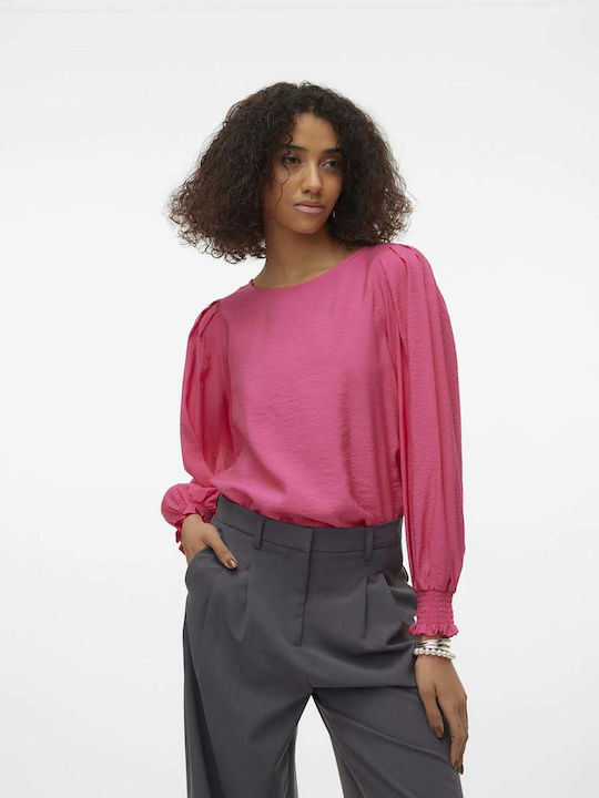 Vero Moda Damen Sommer Bluse Langärmelig Fuchsie