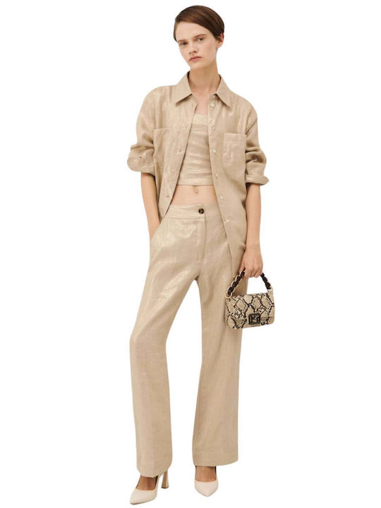 Marella Women's Linen Trousers Beige