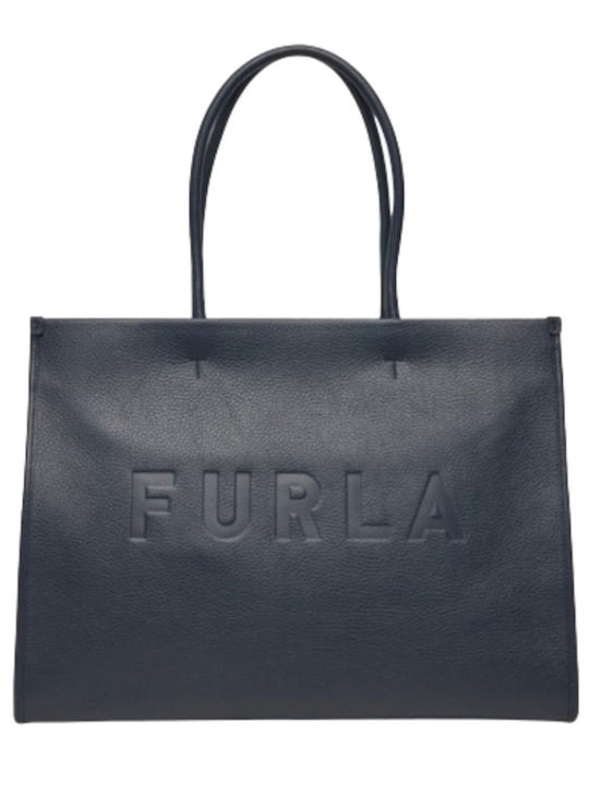 Furla Opportunity L Leather Women's Bag Tote Hand Blue