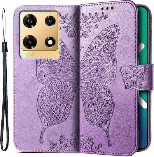 Infinix Buchen Sie Synthetisches Leder / Kunststoff / Silikon Lila (Infinix Note 30 Pro 4G, Schmetterling)