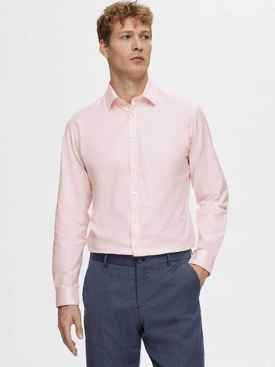 Selected Men's Shirt Long Sleeve Cotton Pink